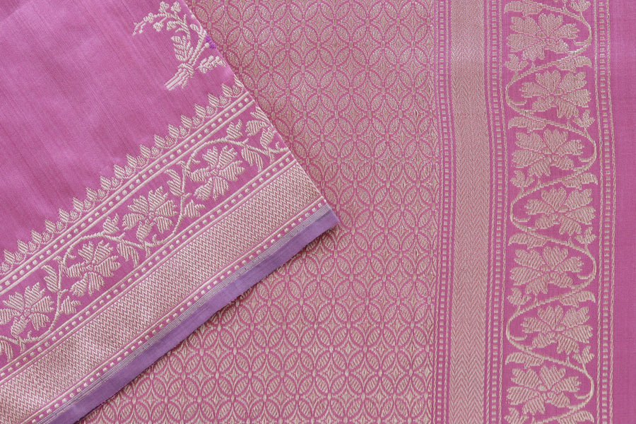 Taffy Pink Guldasta Motif Pure Katan Silk Handloom Saree