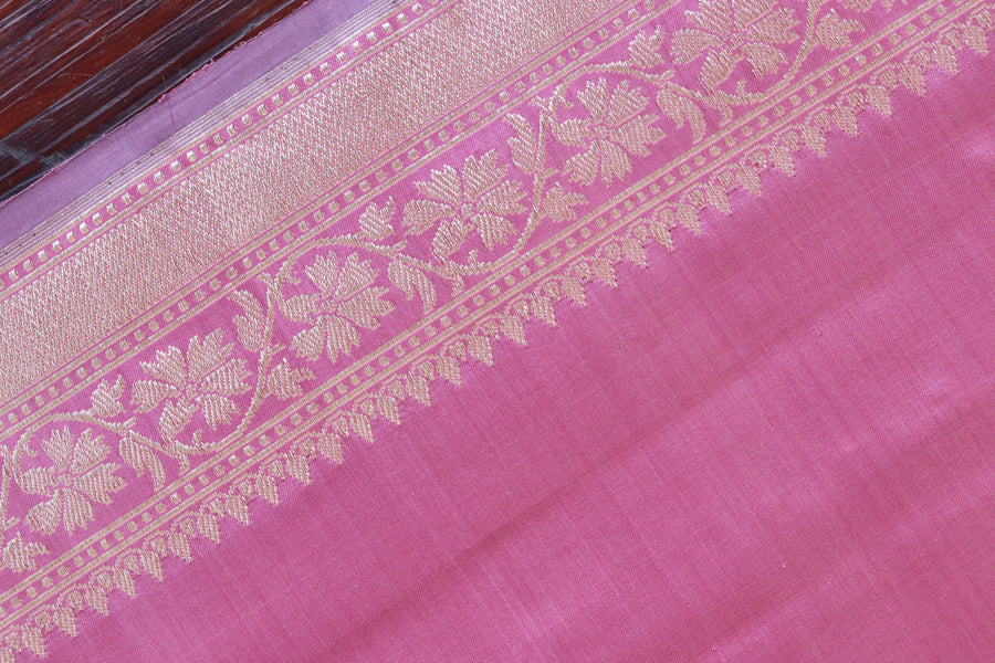 Taffy Pink Guldasta Motif Pure Katan Silk Handloom Saree