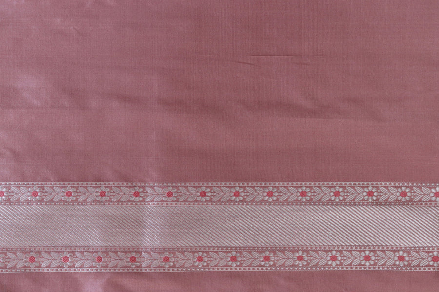 Powder Pink Meenadar Adda Tanchoi Pure Silk Handloom Banarasi Saree
