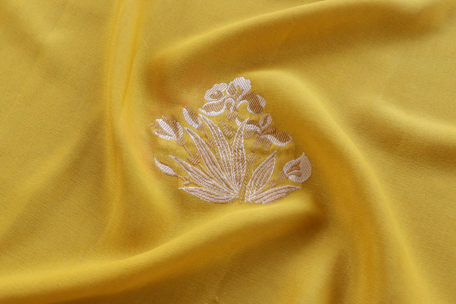Yellow Kadhua Meenadar Georgette Silk Handloom Dupatta