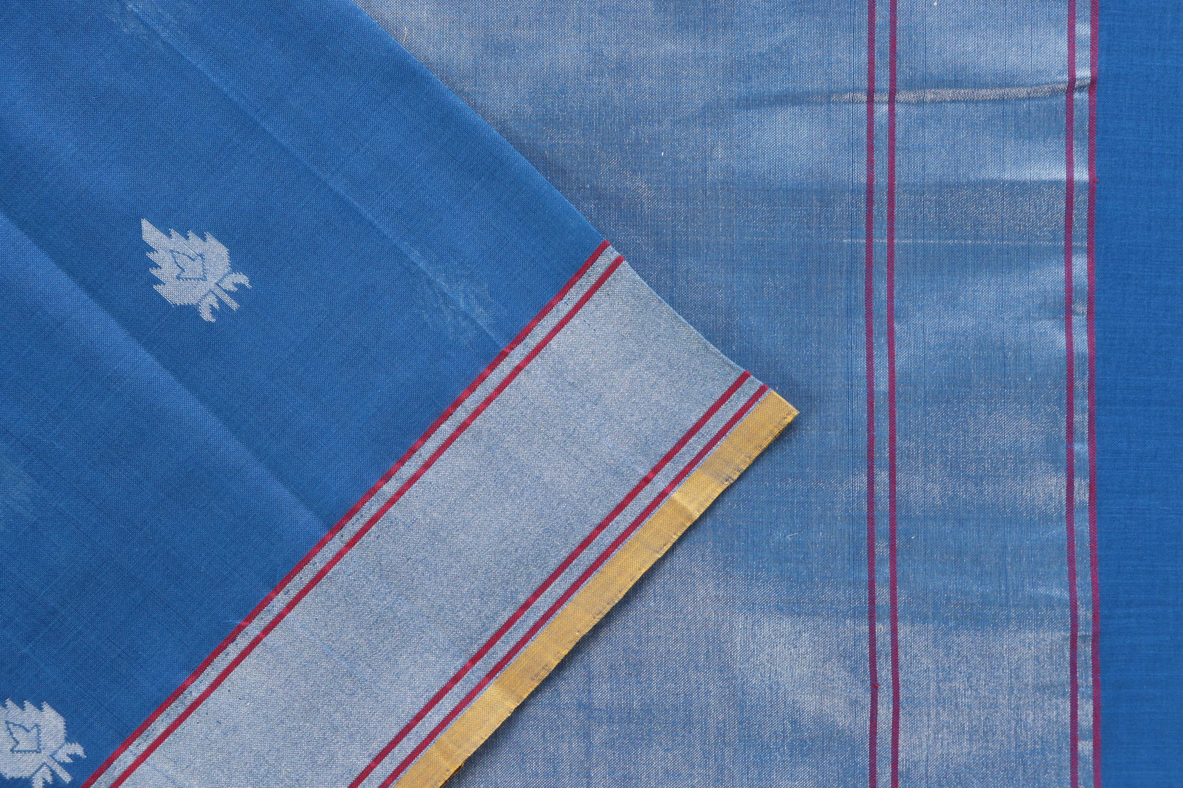 Indigo Kadhua Pure Cotton Handwoven Saree