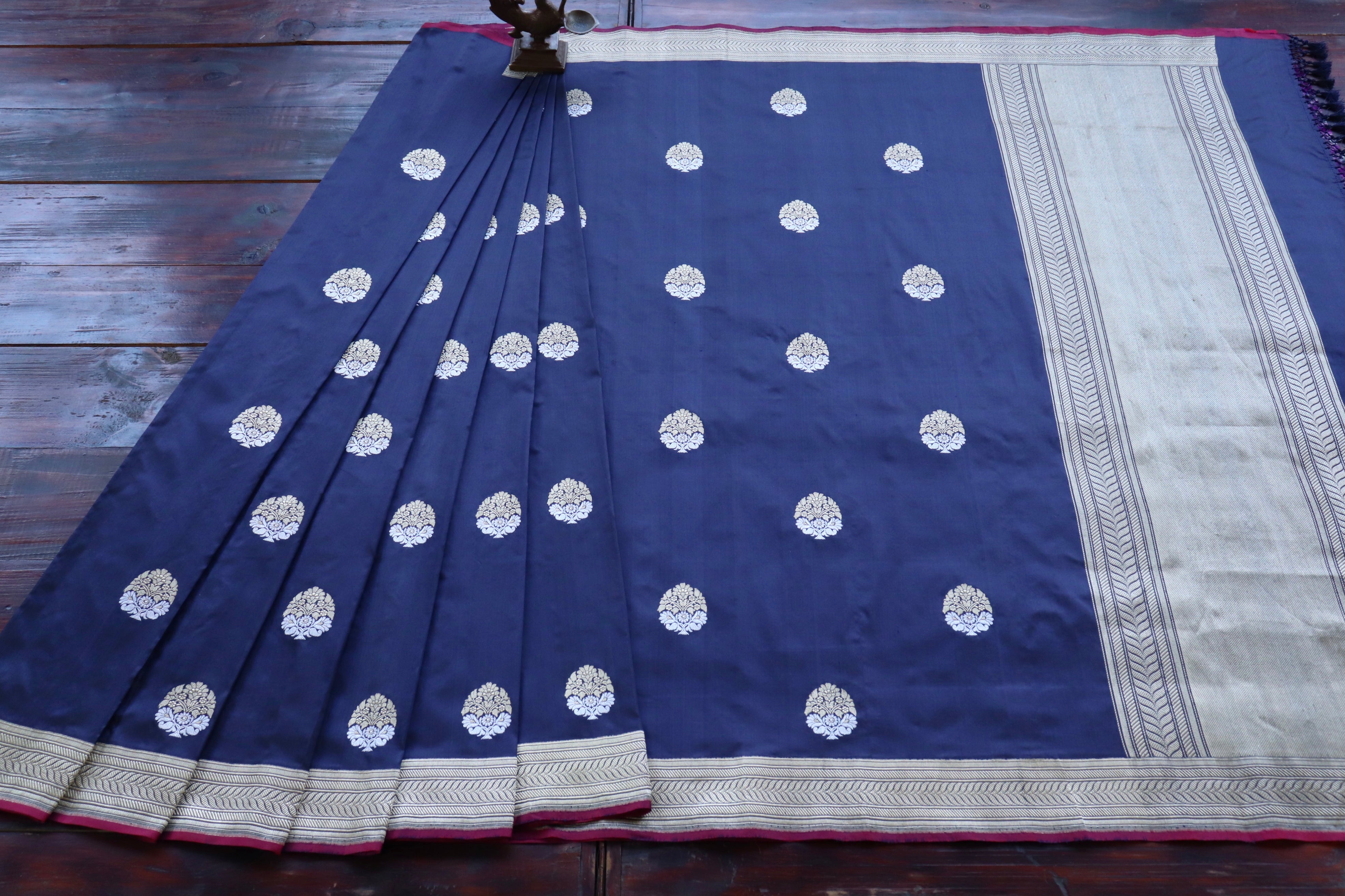 Navy Blue Sona Rupa Pure Silk Handloom Banarasi Saree