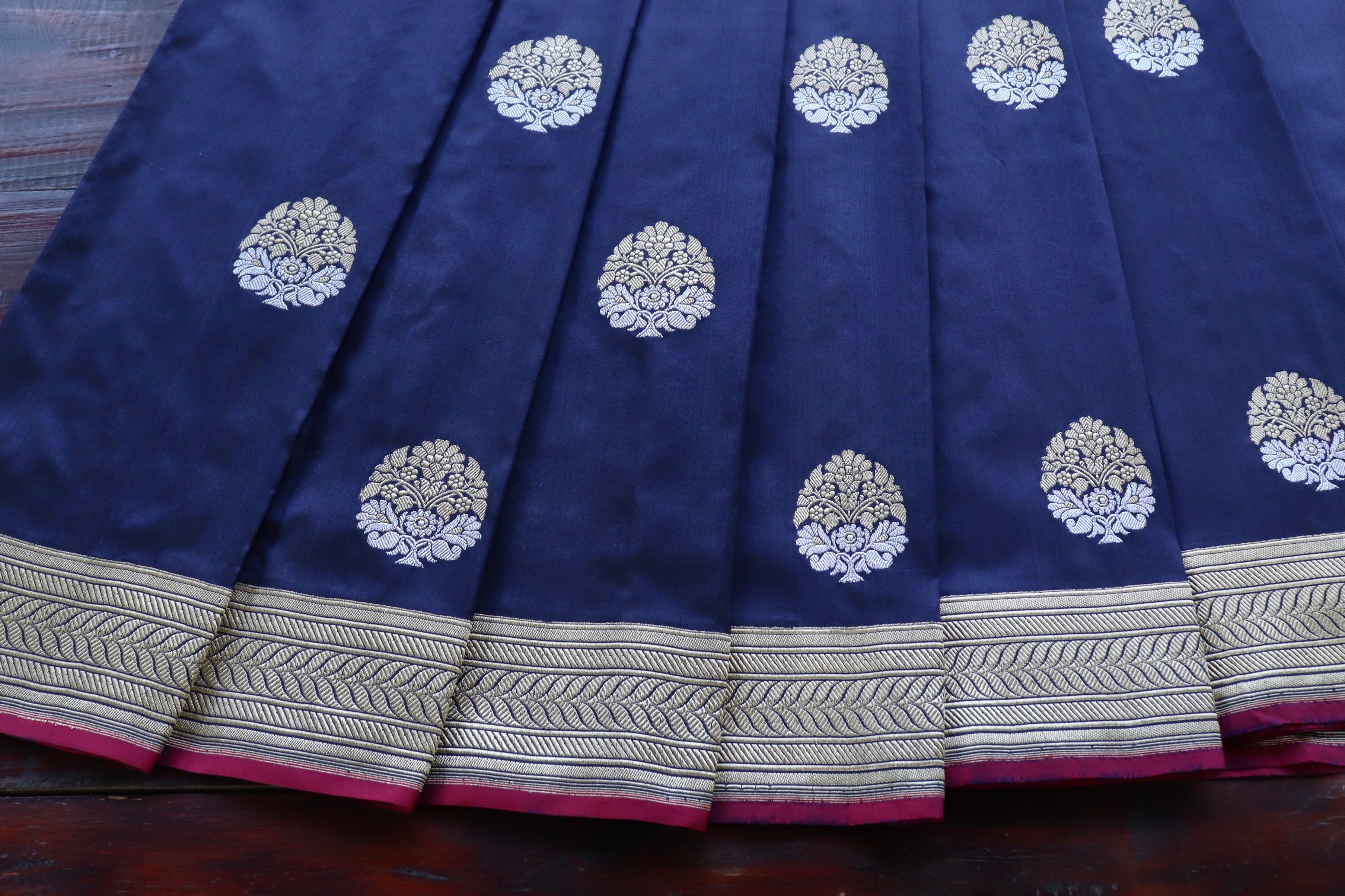 Navy Blue Sona Rupa Pure Silk Handloom Banarasi Saree