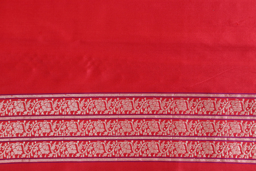 Red Kadhua Motif Pure Silk Banarasi Saree | Stuti Weaves