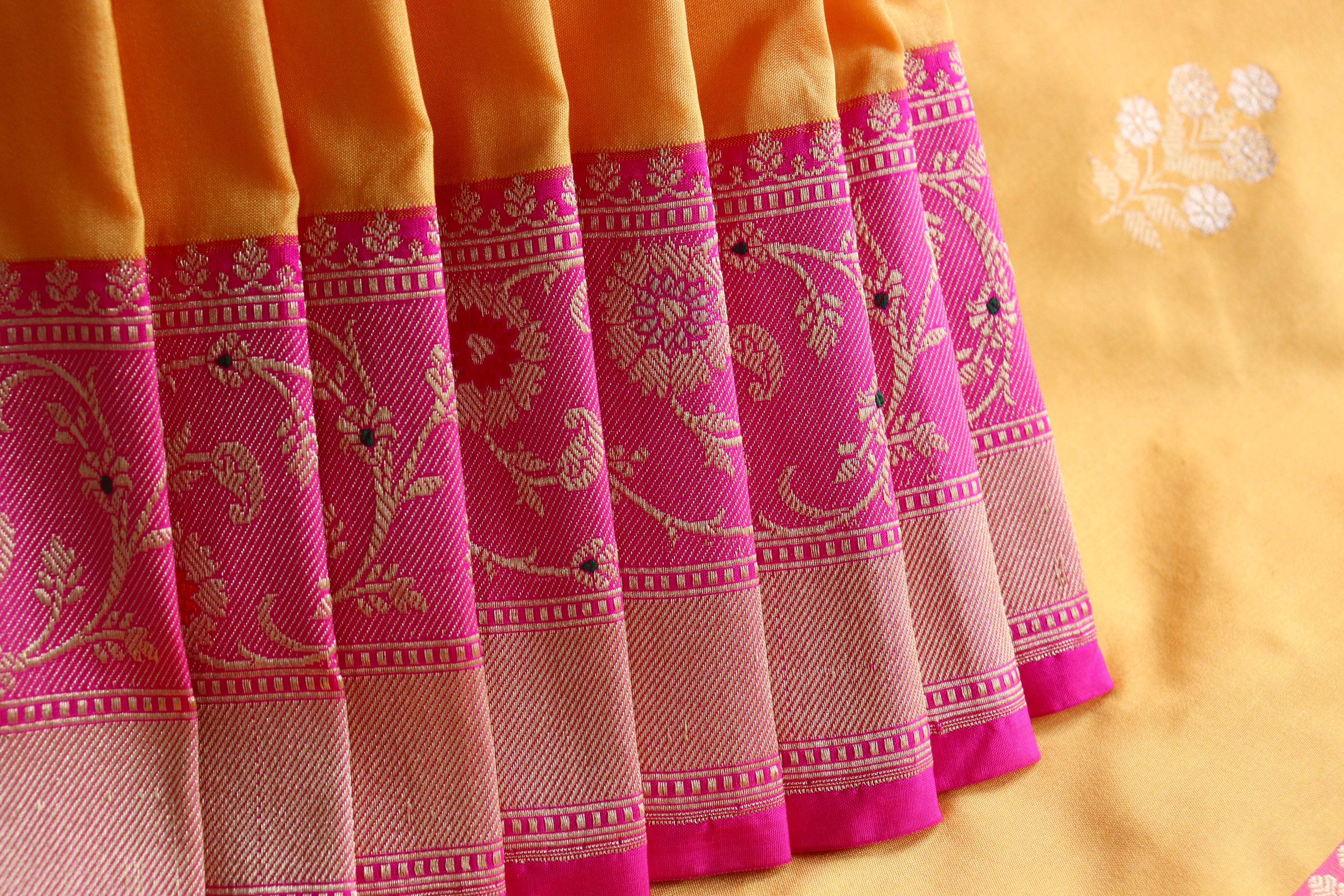 Yellow Kadhua Pure Katan Silk Handloom Banarasi Saree