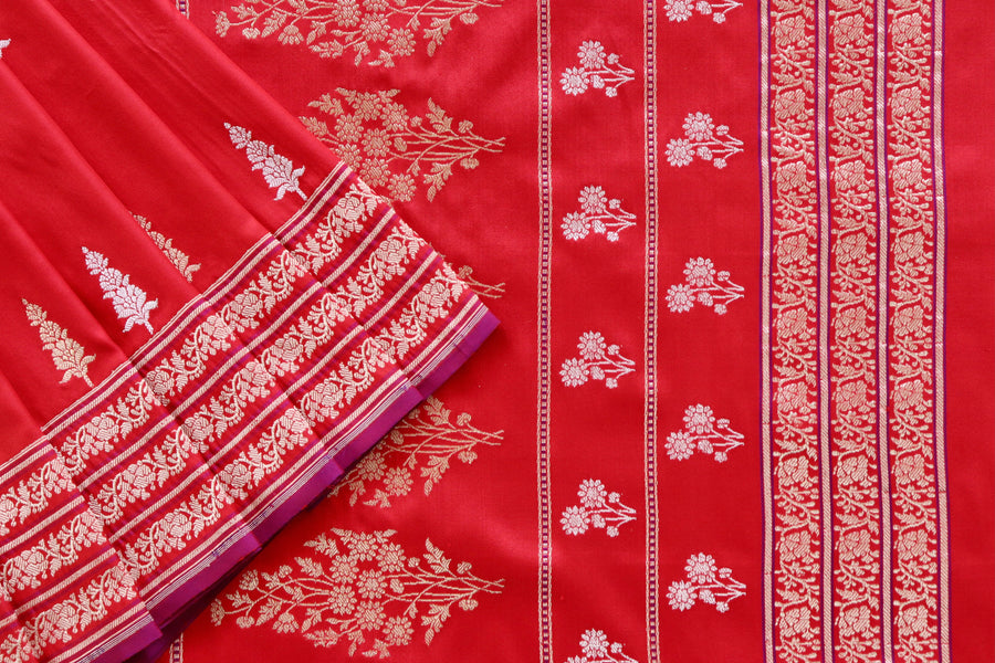 Red Kadhua Motif Pure Silk Banarasi Saree | Stuti Weaves