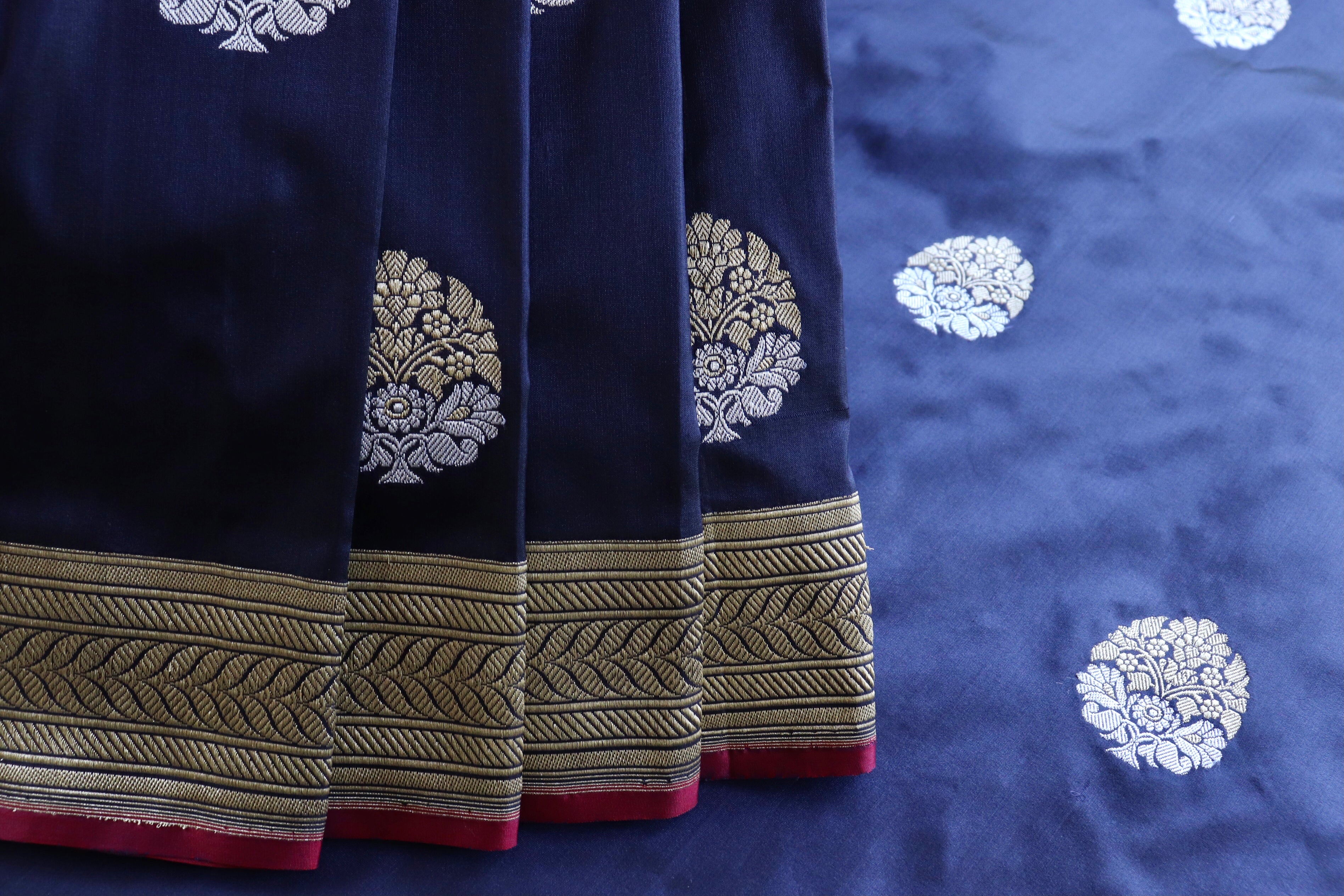 Navy Blue Sona Rupa Pure Silk Handloom Banarasi Saree