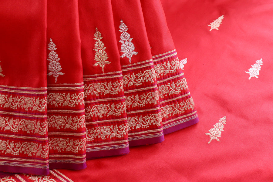 Red Kadhua Motif Pure Silk Banarasi Saree | Stuti Weaves