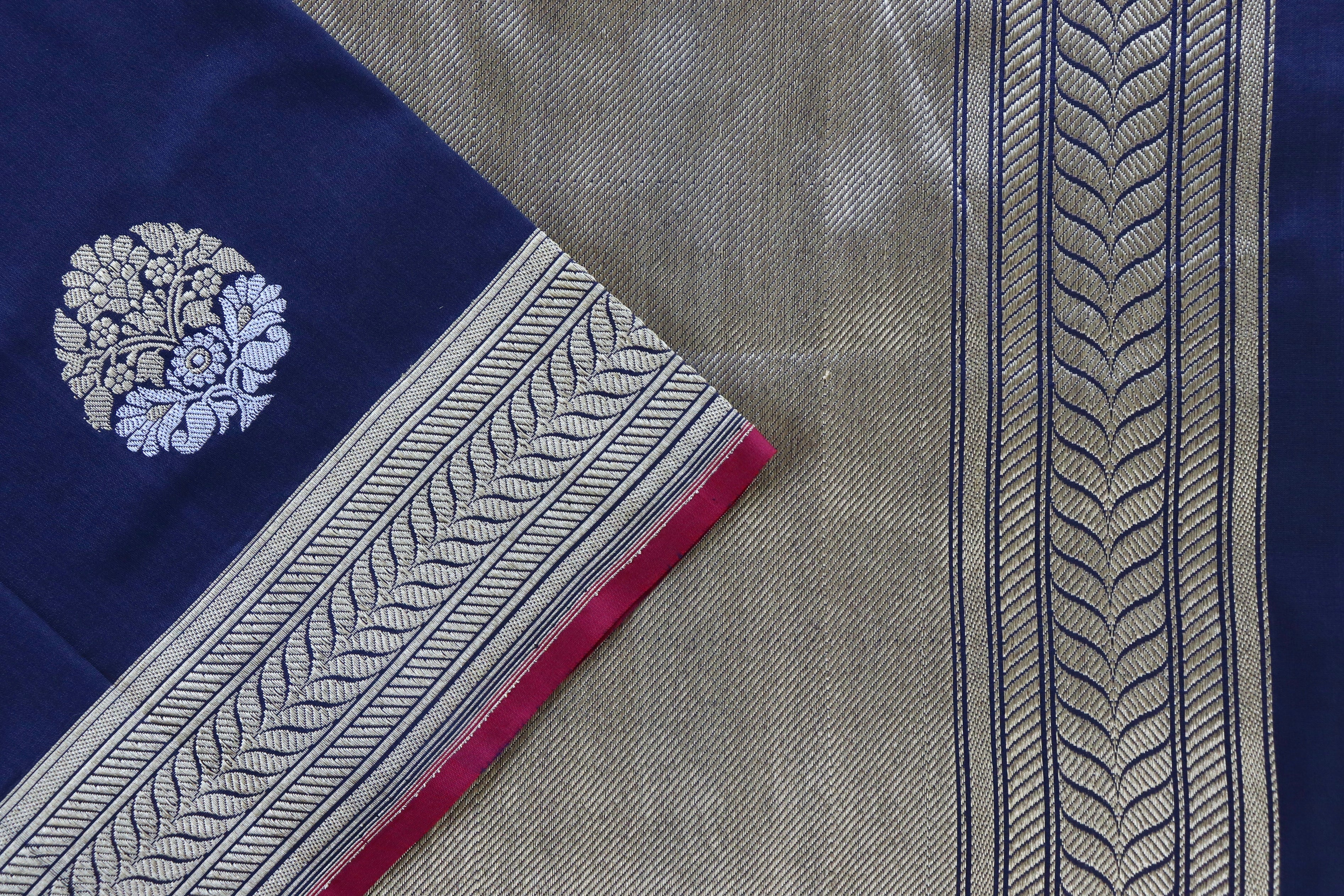 Navy Blue Sona Rupa Pure Silk Handloom Banarasi Saree