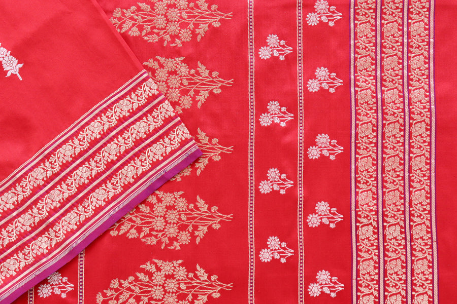 Red Kadhua Motif Pure Silk Banarasi Saree | Stuti Weaves