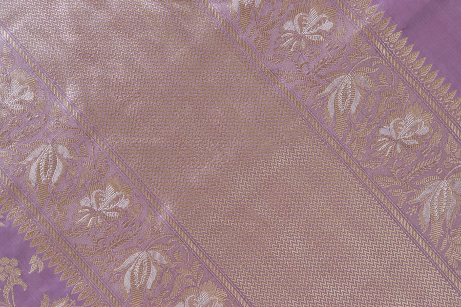 Lilac Chinar Jangla Pure Silk Handloom Banarasi Saree