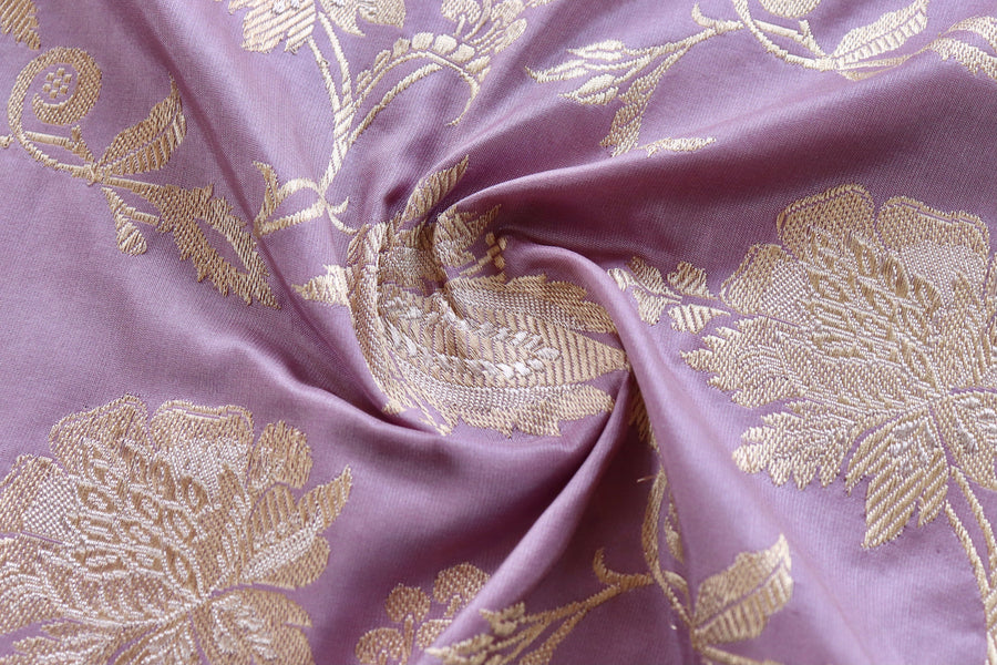 Lilac Chinar Jangla Pure Silk Handloom Banarasi Saree