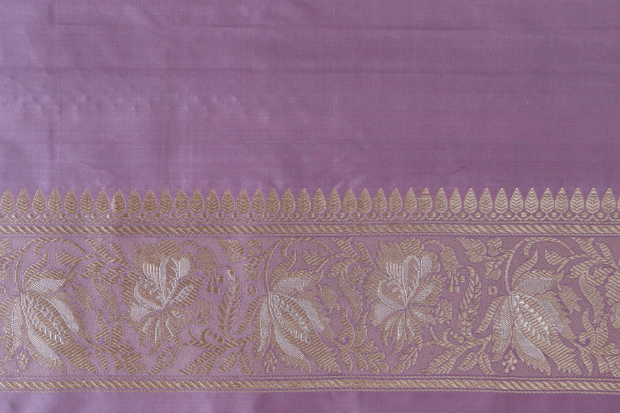 Lilac Chinar Jangla Pure Silk Handloom Banarasi Saree