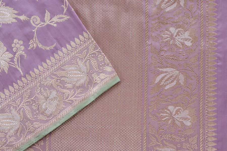 Lilac Chinar Jangla Pure Silk Handloom Banarasi Saree