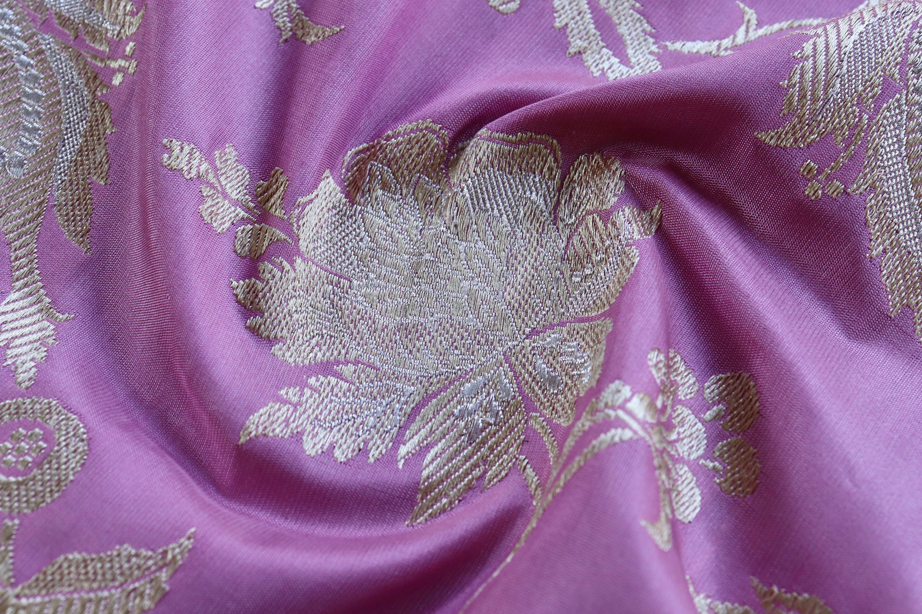 Lilac Chinar Jangla Pure Silk Handloom Banarasi Saree