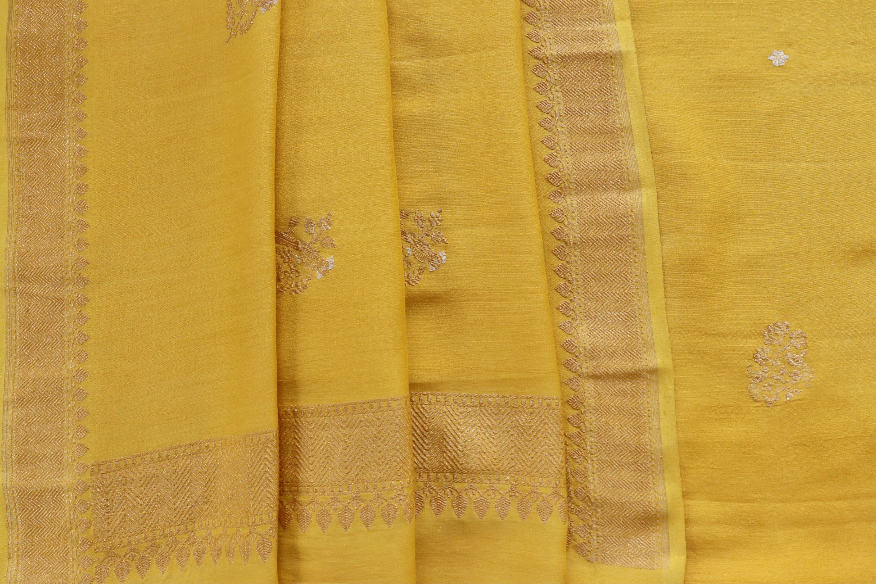 Yellow Munga Silk Handloom Banarasi Suit Set