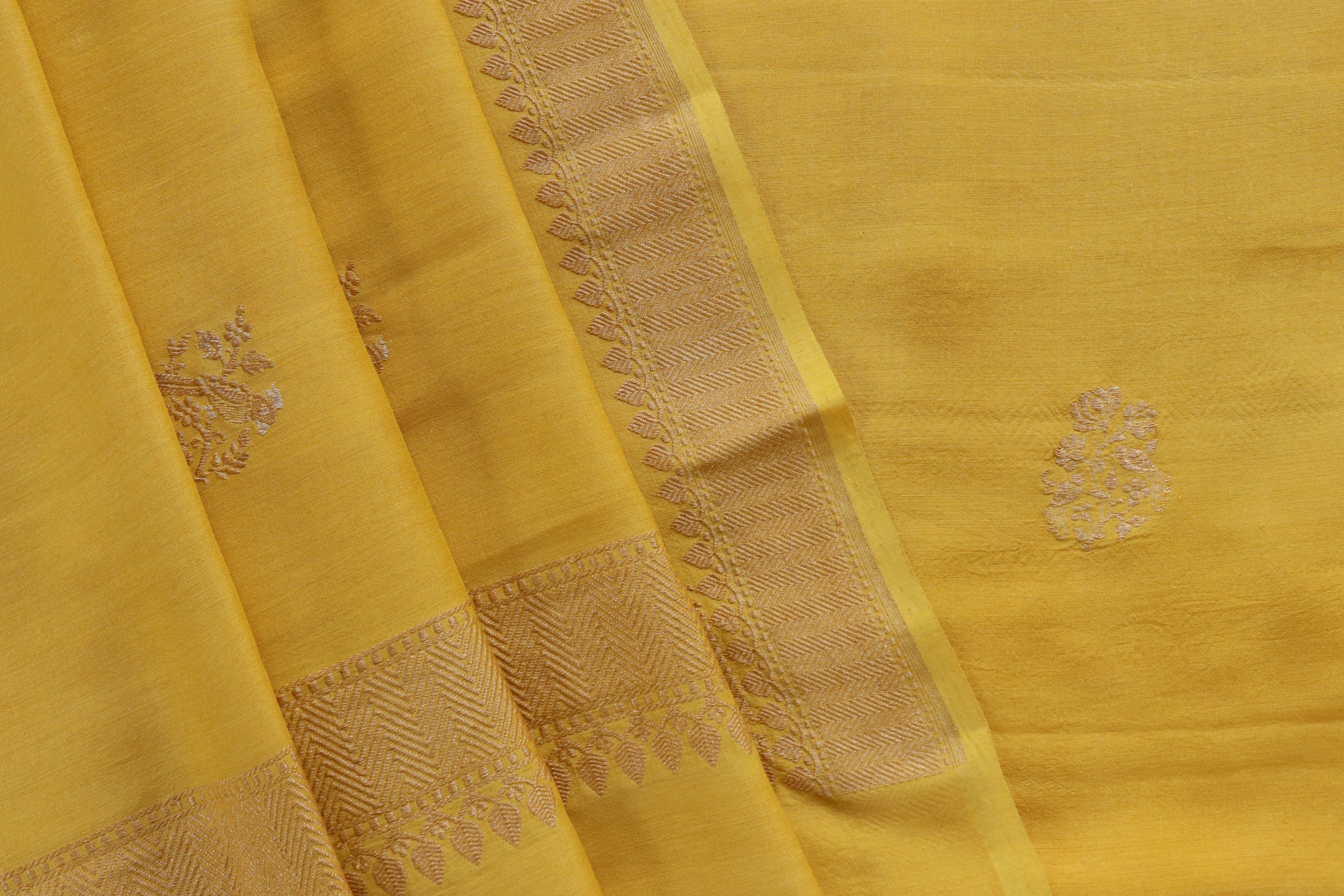Yellow Munga Silk Handloom Banarasi Suit Set