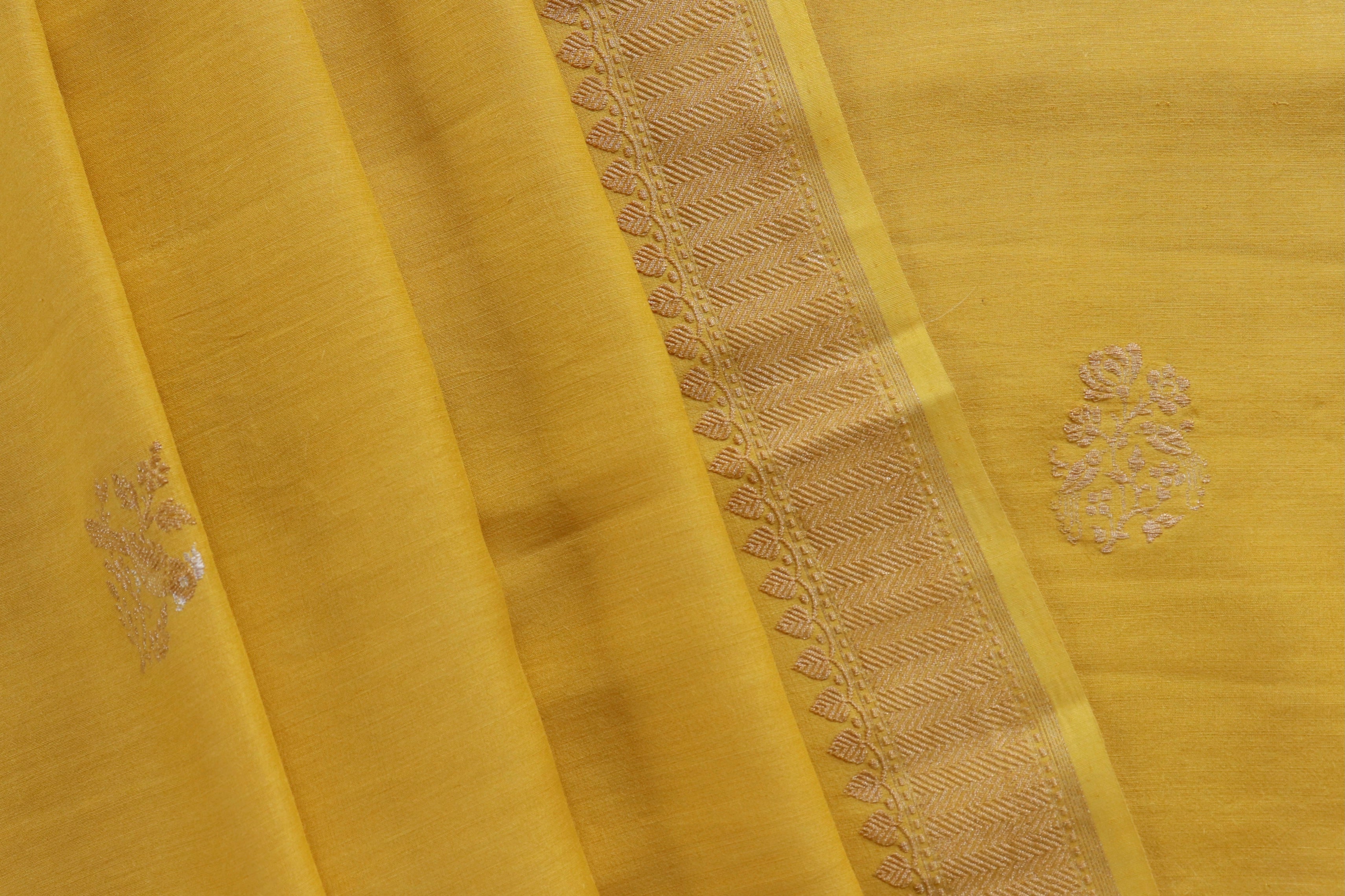 Yellow Munga Silk Handloom Banarasi Suit Set