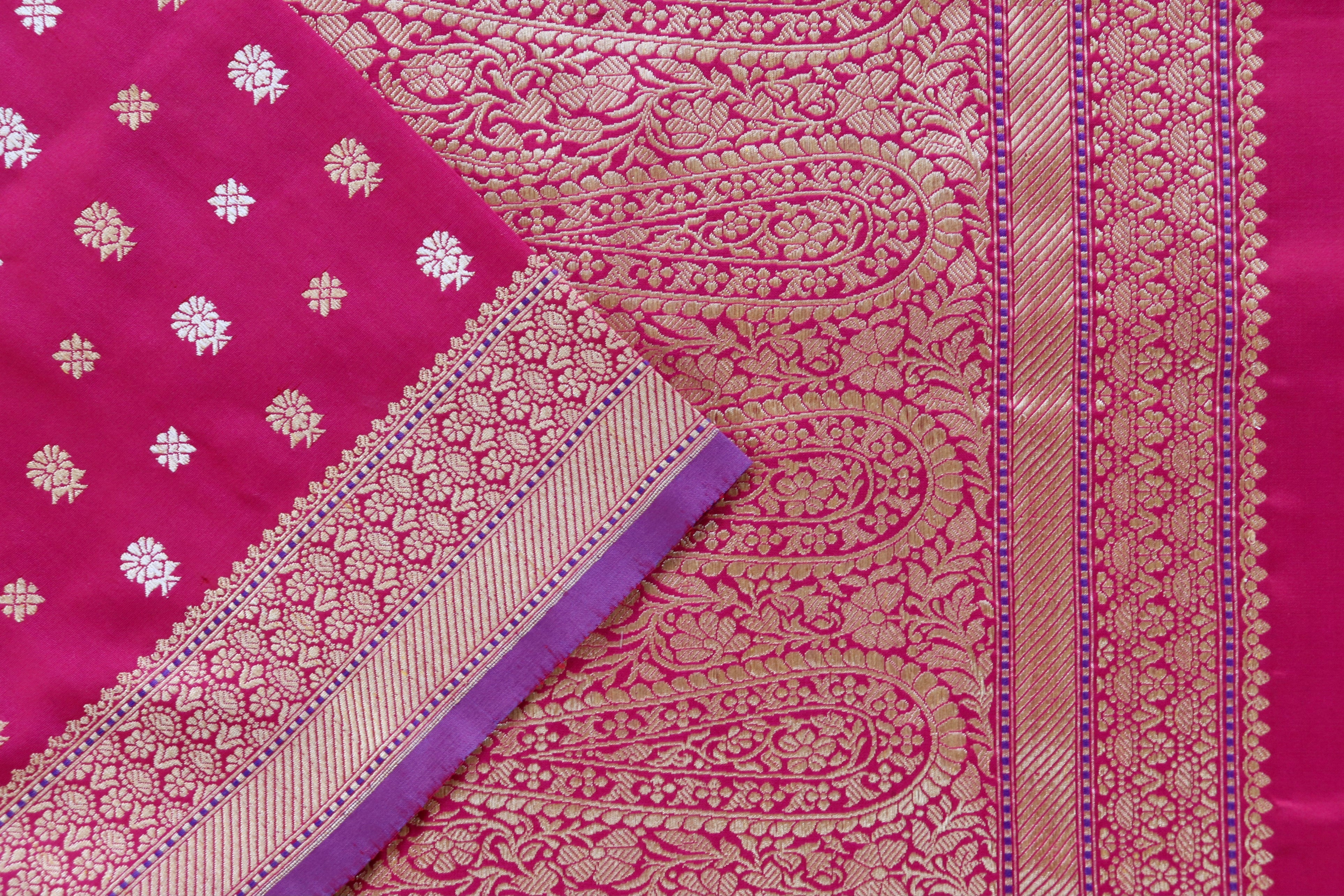 Magenta Pure Zari Handwoven Banarasi Silk Saree