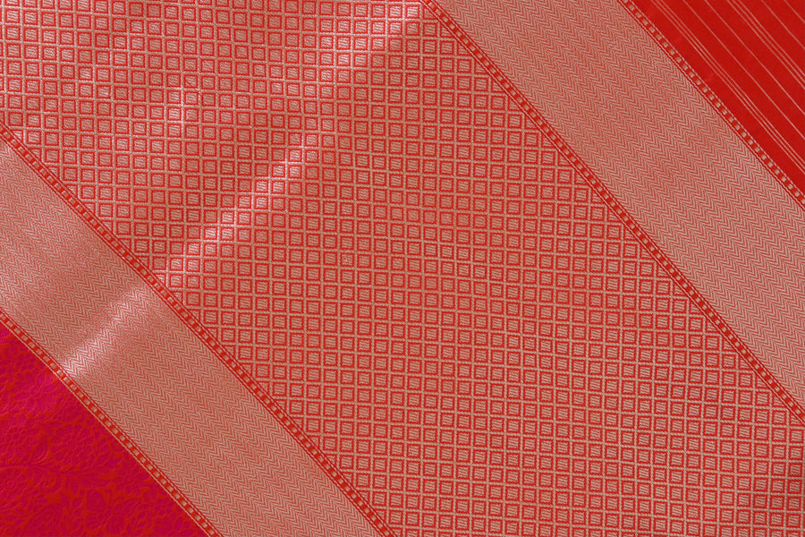 Pink Butterfly Resham Handwoven Banarasi Tanchoi Silk Saree