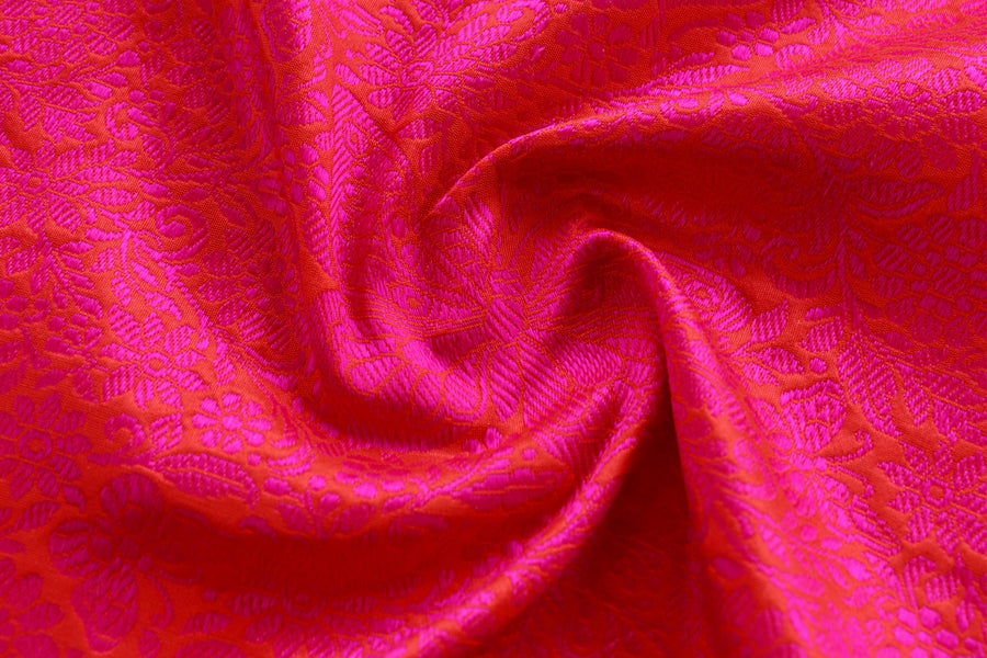 Pink Butterfly Resham Handwoven Banarasi Tanchoi Silk Saree