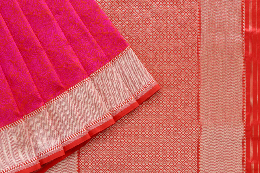 Pink Butterfly Resham Handwoven Banarasi Tanchoi Silk Saree
