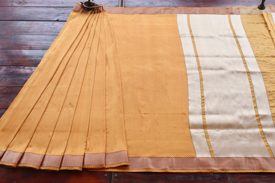Yellow & Red Do Rukhi Resham Handwoven Banarasi Tanchoi Silk Saree