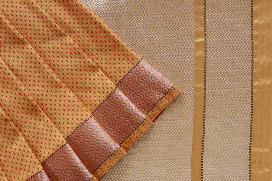 Yellow & Red Do Rukhi Resham Handwoven Banarasi Tanchoi Silk Saree