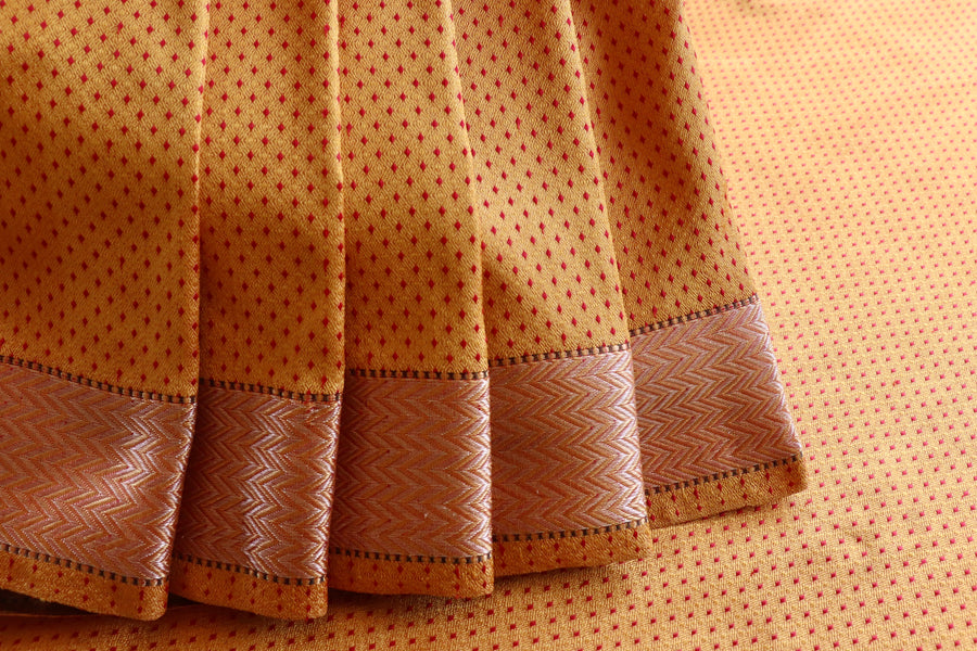 Yellow & Red Do Rukhi Resham Handwoven Banarasi Tanchoi Silk Saree