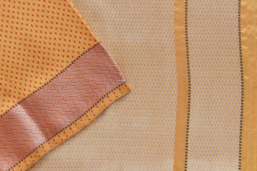 Yellow & Red Do Rukhi Resham Handwoven Banarasi Tanchoi Silk Saree