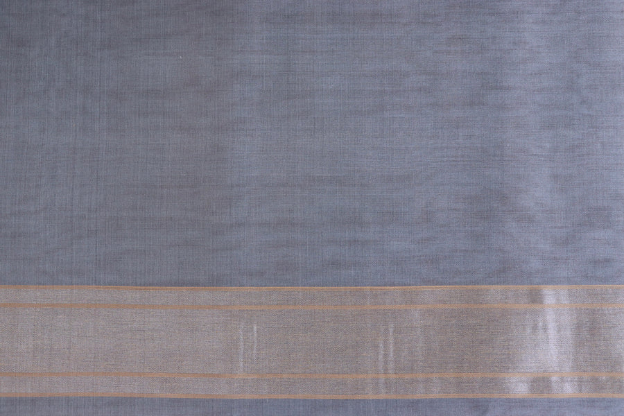 Grey With Multi Colour Flowers Pure Kora Silk Handloom Banarasi Saree