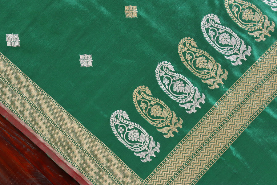 Green Pure Silk Handloom Banarasi Dupatta