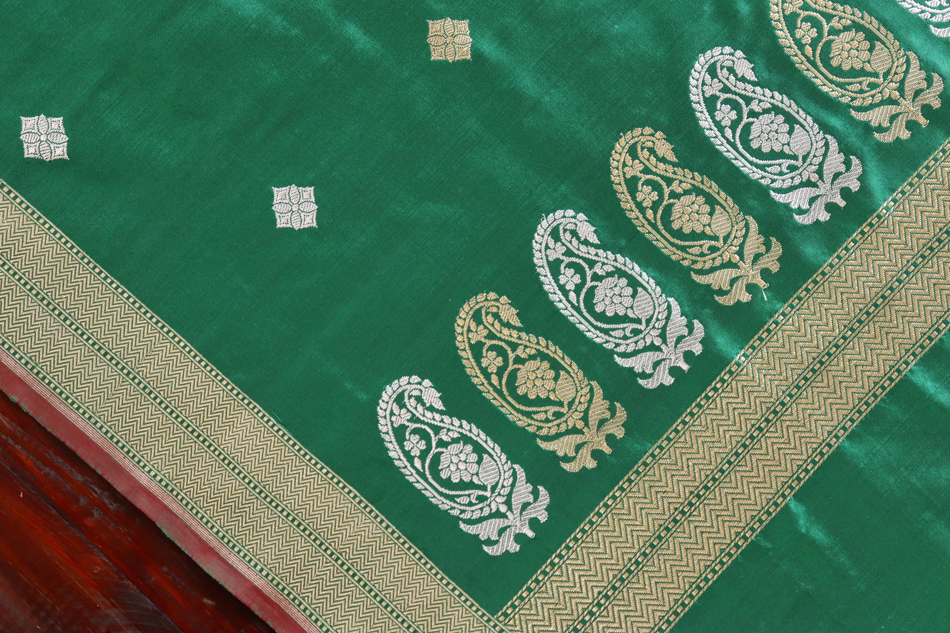 Green Pure Silk Handloom Banarasi Dupatta