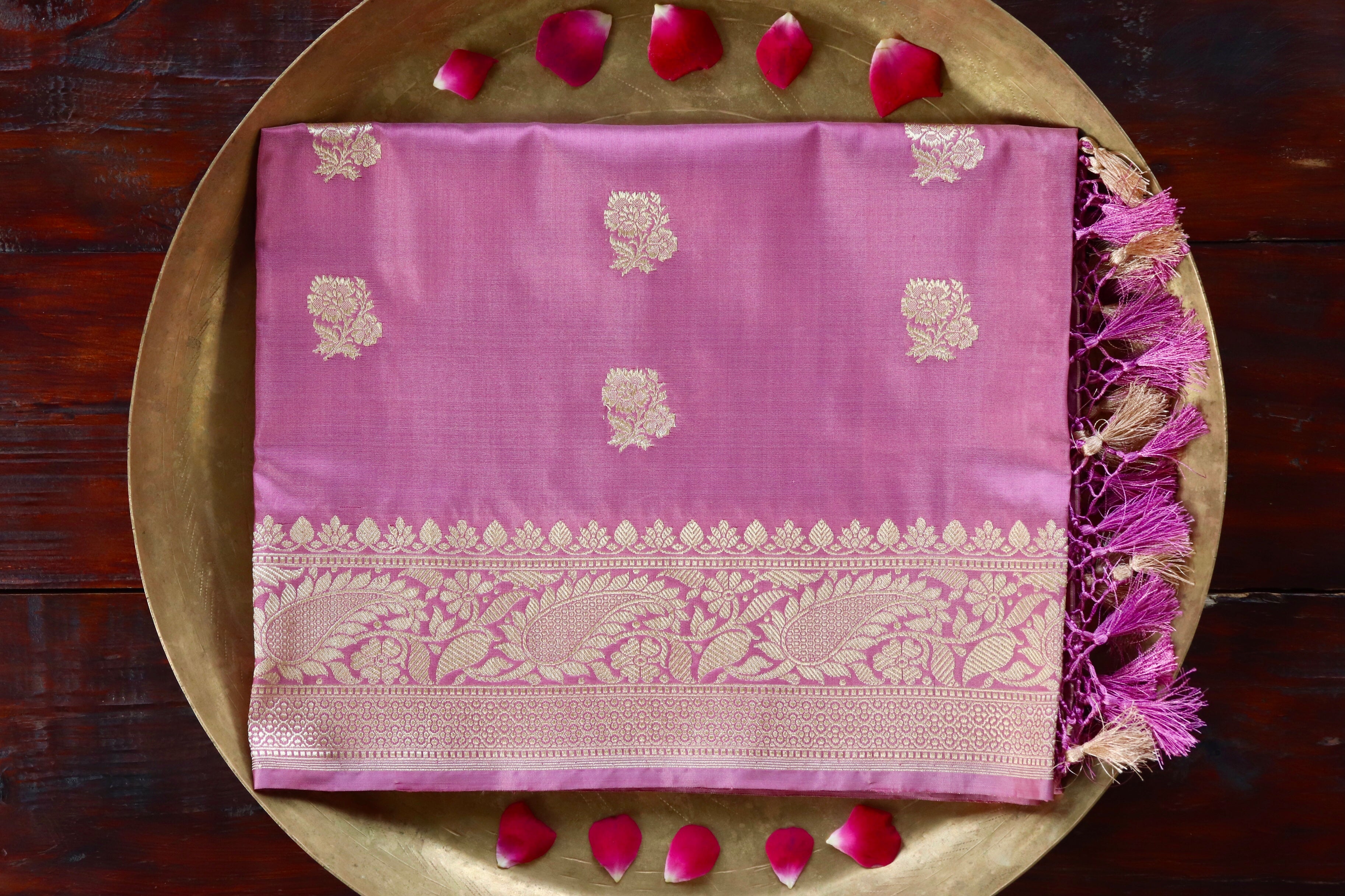 Pink Motif Pure Silk Handloom Banarasi Dupatta
