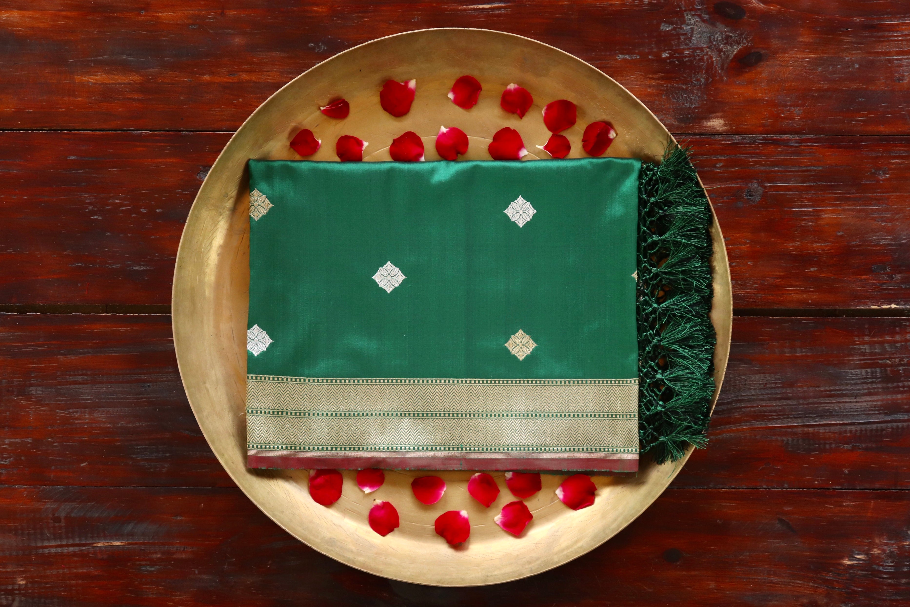 Green Pure Silk Handloom Banarasi Dupatta