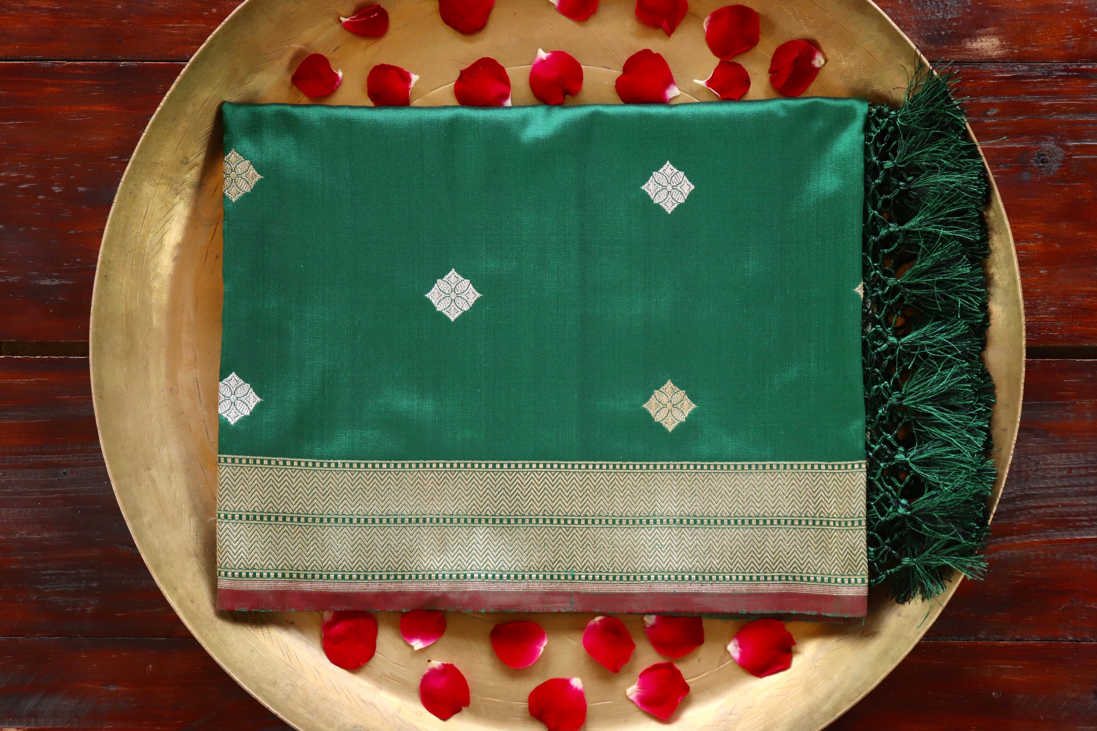 Green Pure Silk Handloom Banarasi Dupatta