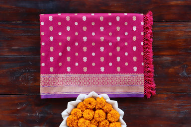 Magenta handloom Banarsi saree in pure silk