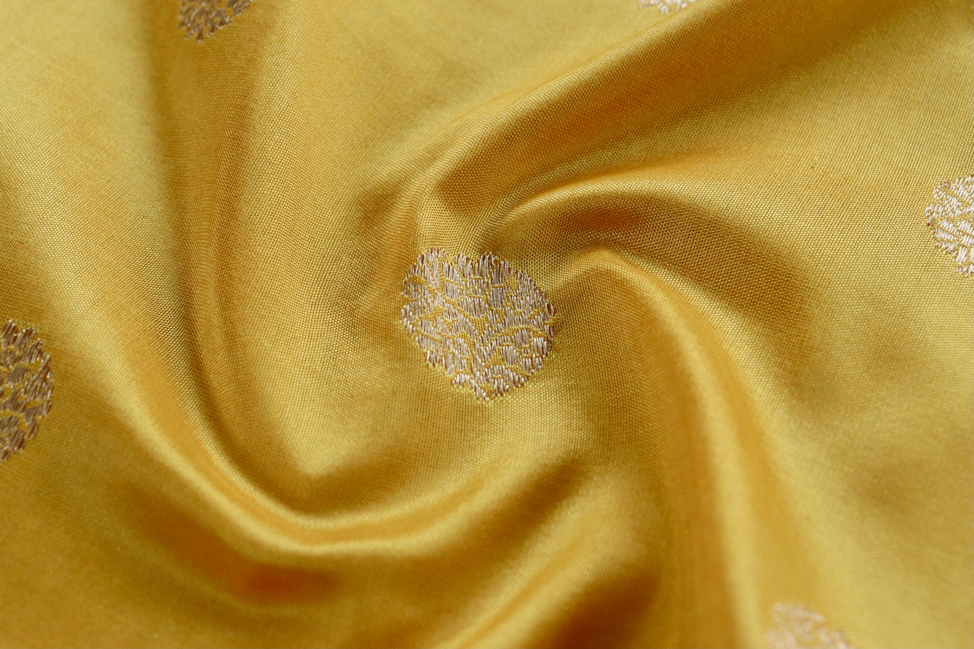 Yellow Ginnie Motif Pure Silk Handloom Banarasi Saree