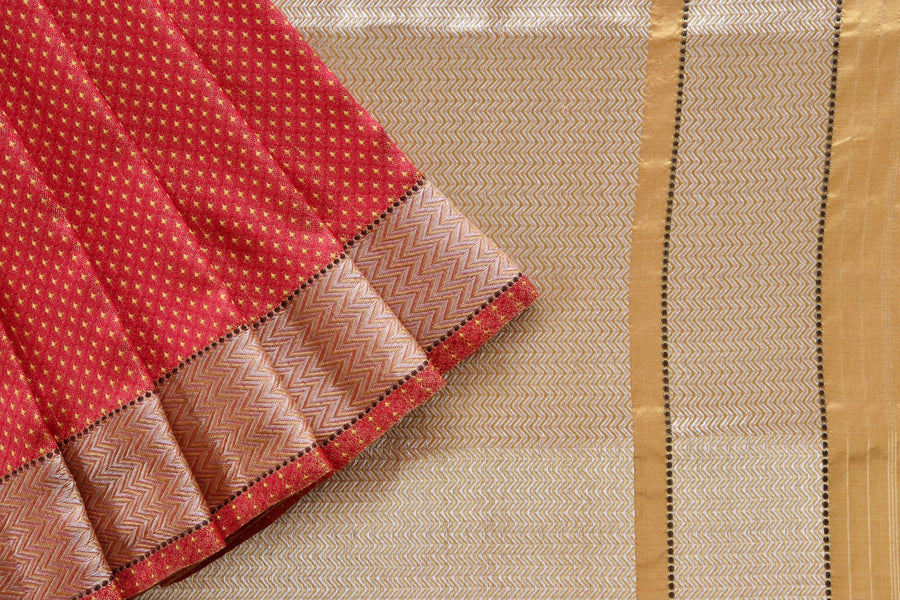 Yellow & Red Do Rukhi Resham Handwoven Banarasi Tanchoi Silk Saree