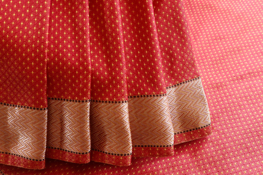 Yellow & Red Do Rukhi Resham Handwoven Banarasi Tanchoi Silk Saree