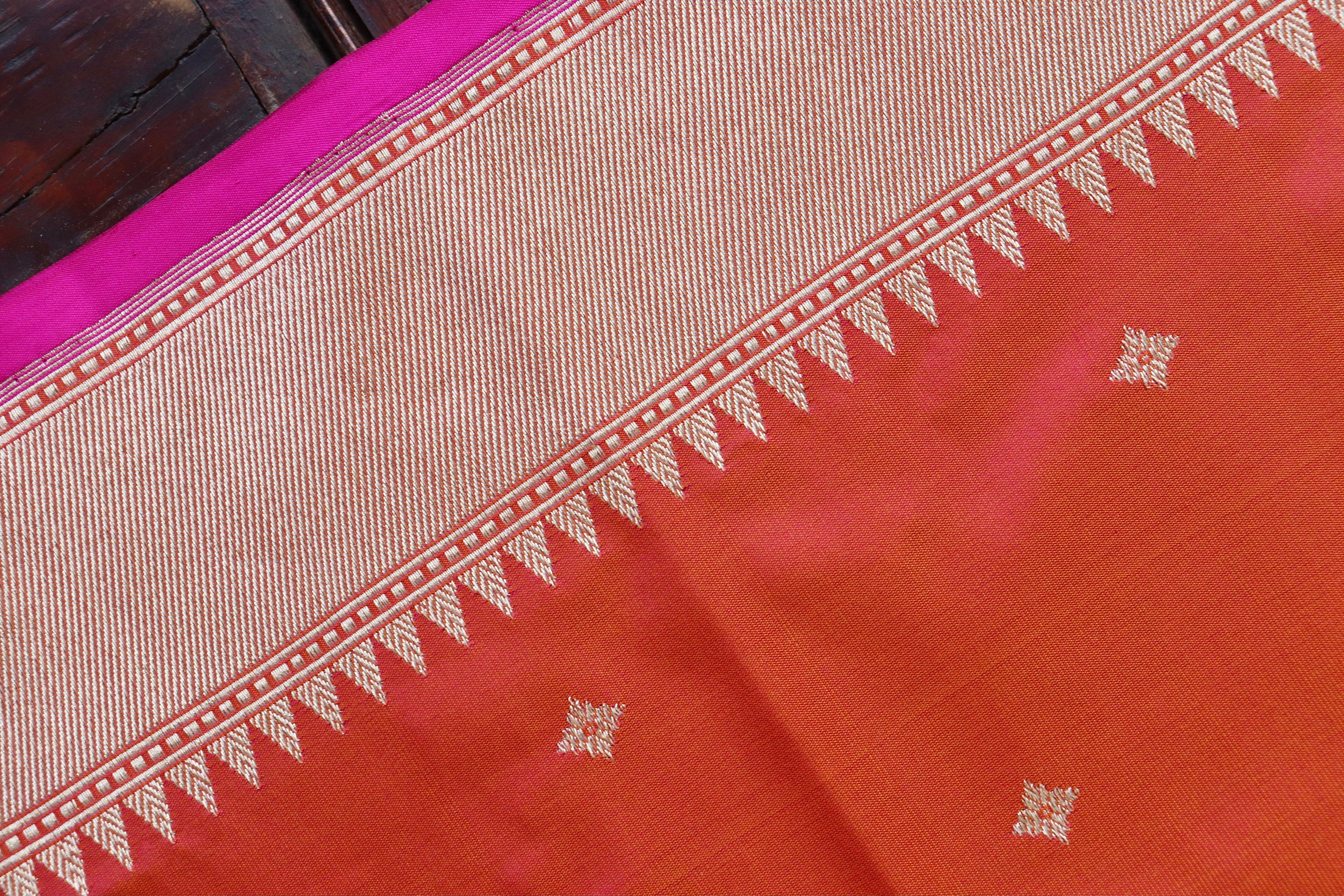 Orange Kadhua Pure Katan Silk Handloom Banarasi Saree