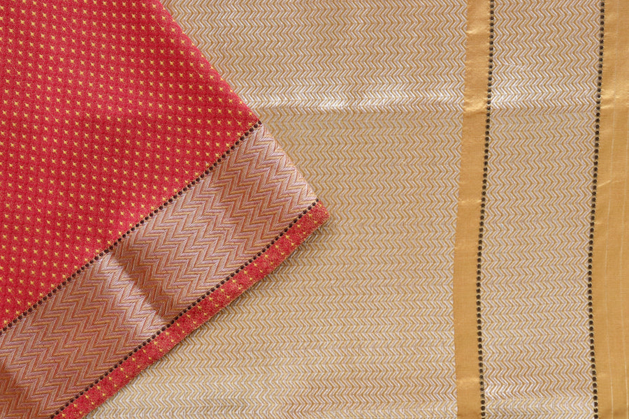 Yellow & Red Do Rukhi Resham Handwoven Banarasi Tanchoi Silk Saree