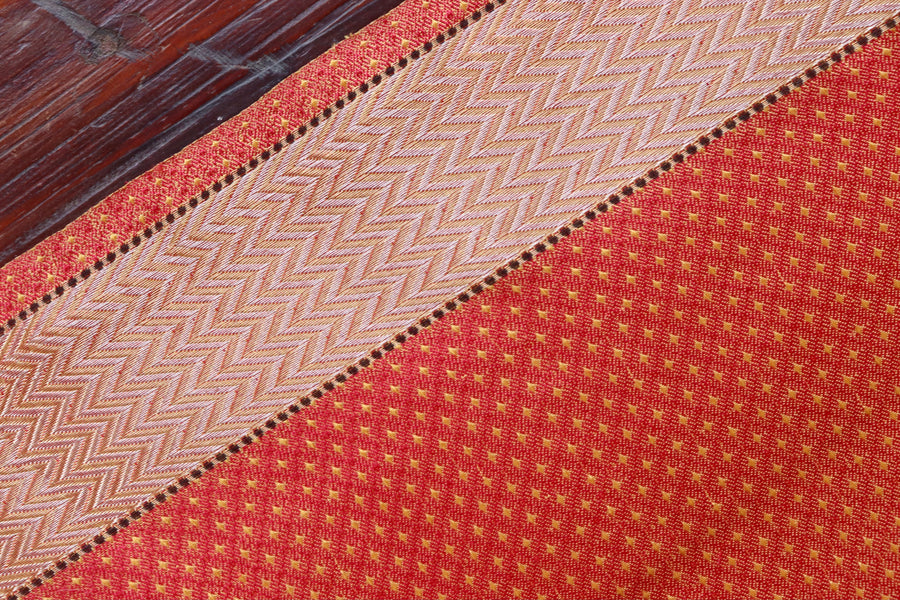 Yellow & Red Do Rukhi Resham Handwoven Banarasi Tanchoi Silk Saree