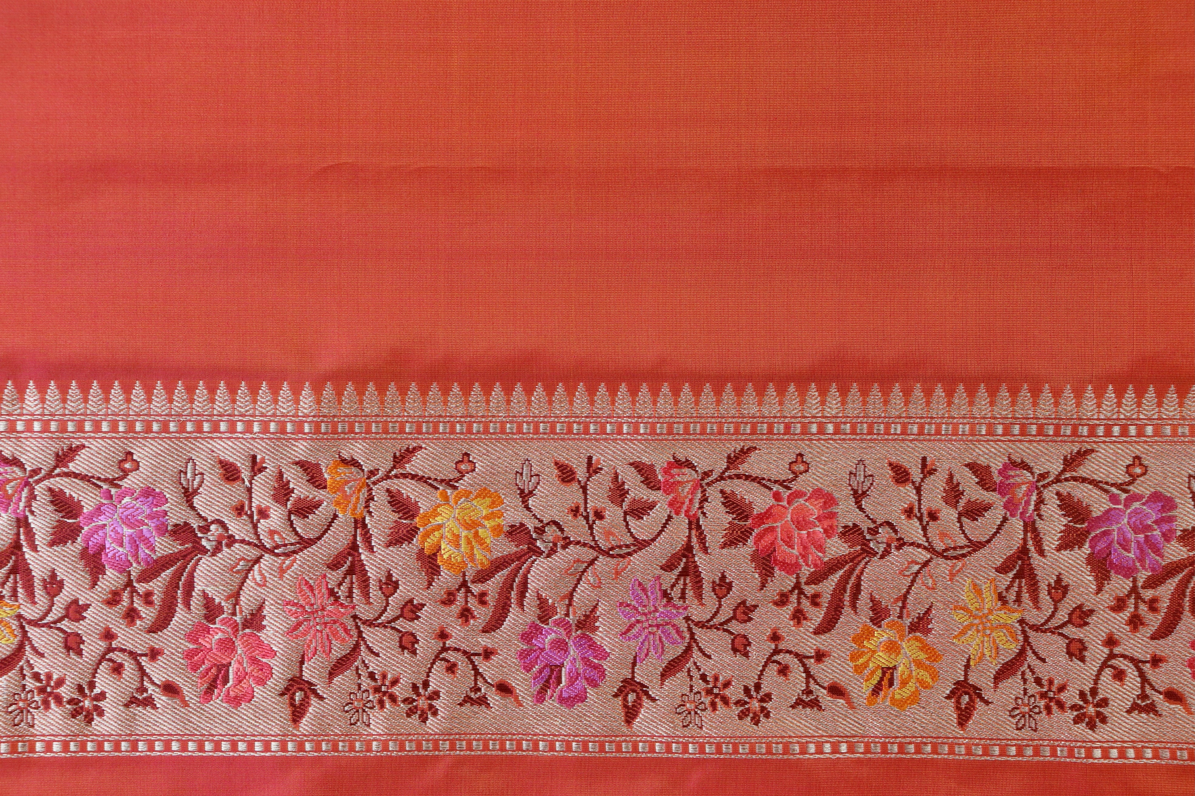 Orange Kadhua Pure Katan Silk Handloom Banarasi Saree