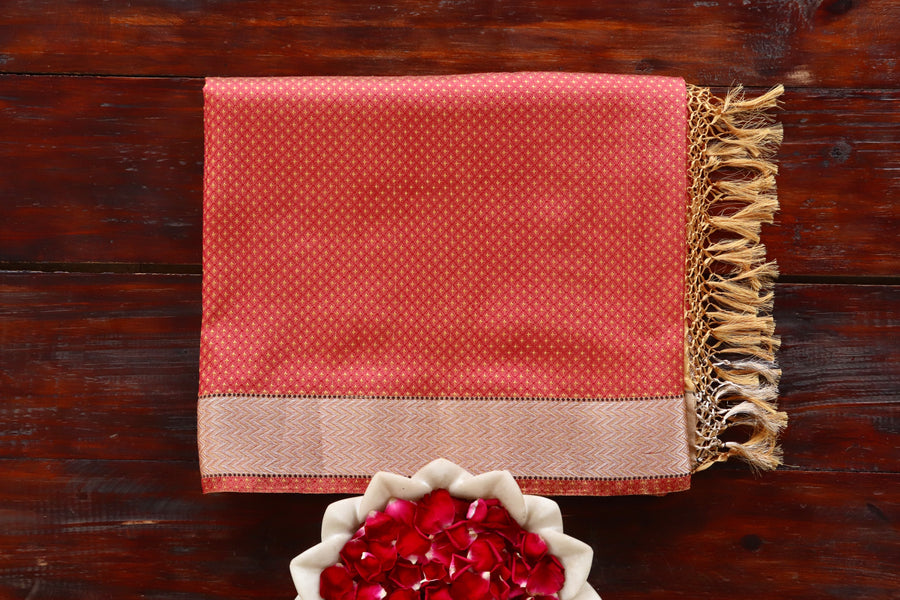Yellow & Red Do Rukhi Resham Handwoven Banarasi Tanchoi Silk Saree