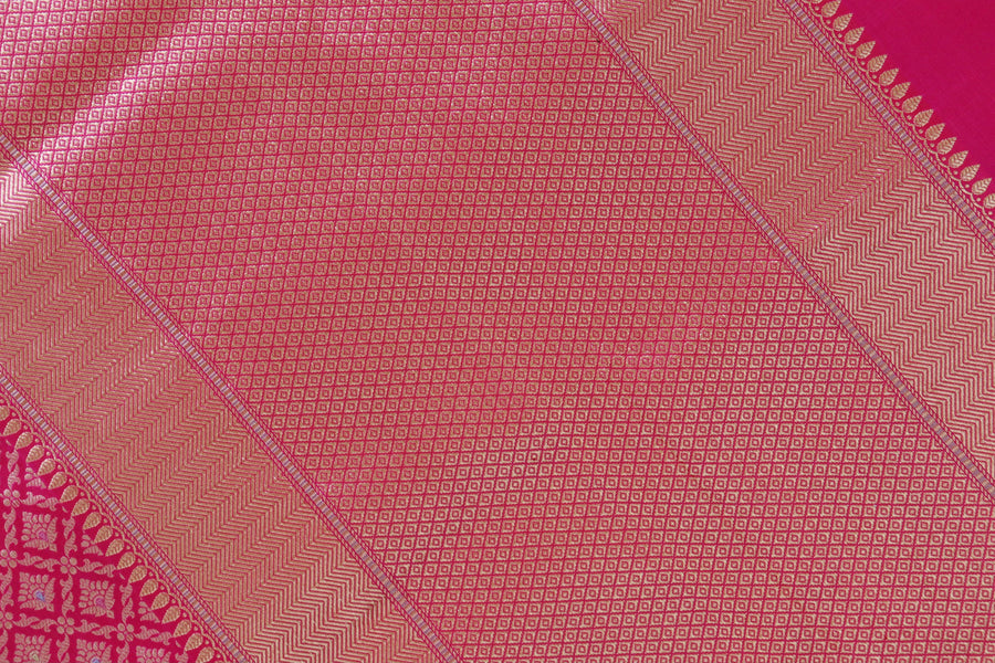 Pink Meenadar Tanchoi Pure Silk Handloom Banarasi Saree