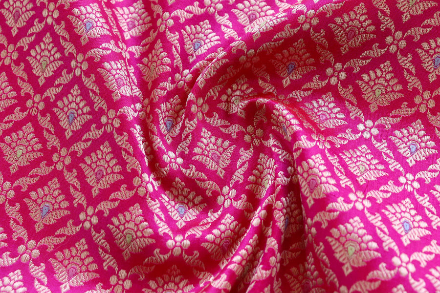 Pink Meenadar Tanchoi Pure Silk Handloom Banarasi Saree