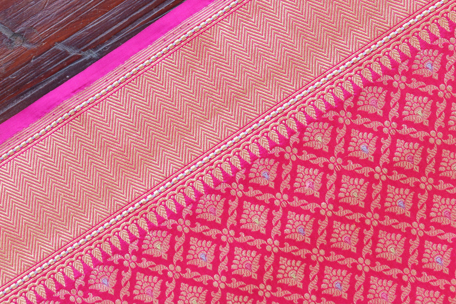 Pink Meenadar Tanchoi Pure Silk Handloom Banarasi Saree