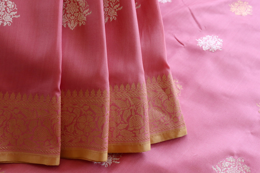 Pink Kadhua Pure Katan Silk Handloom Banarasi Saree