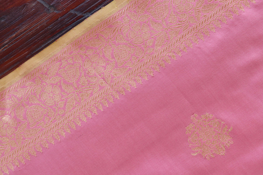 Pink Kadhua Pure Katan Silk Handloom Banarasi Saree
